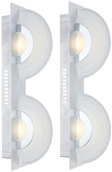2er Set LED Wandleuchte, 2 Flammig, Glas satiniert, Chrom, L 46 cm