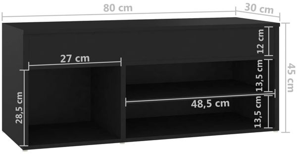vidaXL Schuhbank Schwarz 80x30x45 cm Holzwerkstoff 808748 Bild 8