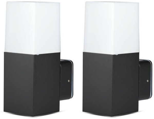 2er Set Wandleuchte, Aluminium, schwarz, GU10, IP54, H 25 cm