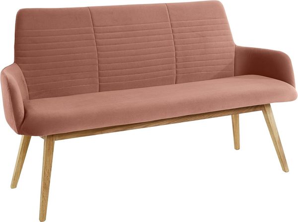 OTTO products Sitzbank Alessja (1-St), Breite 160 cm, Bezug aus Microfaser, Gestell aus Eiche Massivholz