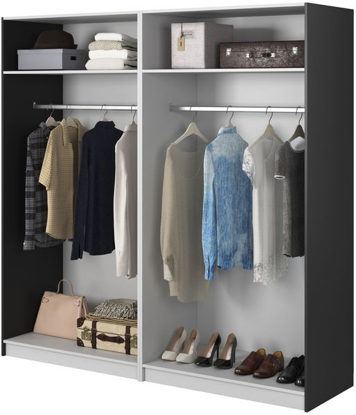 Selsey 'Moonir' Kleiderschrank 4-türig mit 2 Kleiderstangen, schwarz 200 x 200 x 57 cm Bild 4