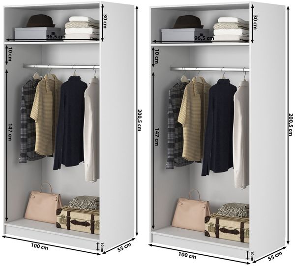 Selsey 'Moonir' Kleiderschrank 4-türig mit 2 Kleiderstangen, schwarz 200 x 200 x 57 cm Bild 5