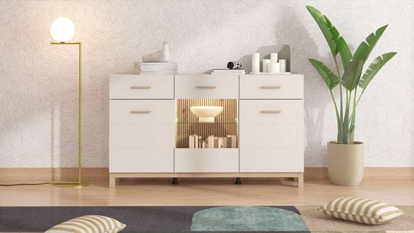 Home affaire Sideboard Essex, Kommode, Kombikommode, Anrichte, Schrank, Modernes Sideboard: Kaschmir-Dekor, 3 Türen & 2 Schubladen