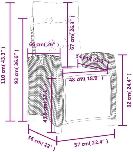 vidaXL Gartensessel mit Fußteil 2 Stk. Verstellbar Schwarz Poly Rattan 365240 Bild 10