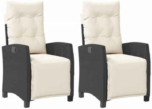 vidaXL Gartensessel mit Fußteil 2 Stk. Verstellbar Schwarz Poly Rattan 365240 Bild 9
