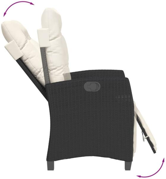 vidaXL Gartensessel mit Fußteil 2 Stk. Verstellbar Schwarz Poly Rattan 365240 Bild 12