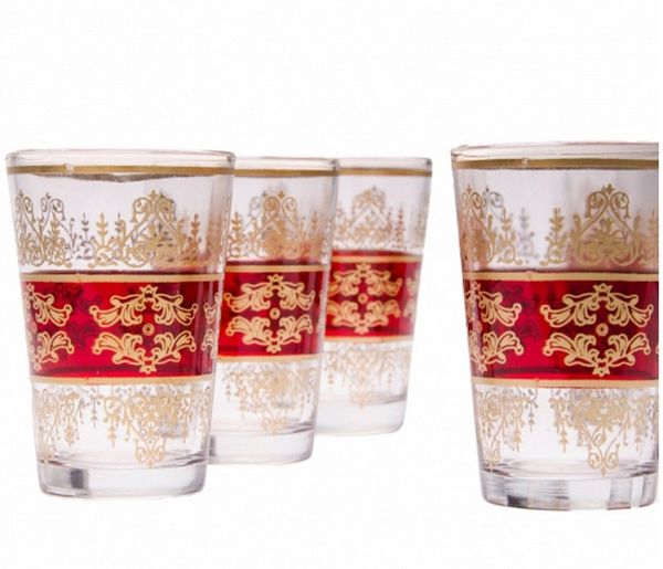 Marrakesch Orient & Mediterran Interior Teeglas 6x Orientalische Teeglas Marrakesch Rot - 6er SET, 6-tlg, Glas, Handarbeit