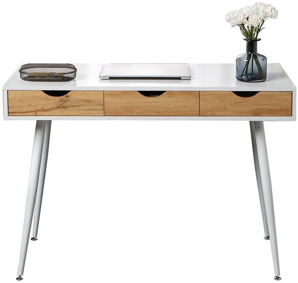 sogesfurniture Schreibtisch Computertisch Modern mit 3 Schubladen, Make-up Schminktisch, Schreibtisch Arbeitszimmer Schreibtisch für Home Office, Schminktisch