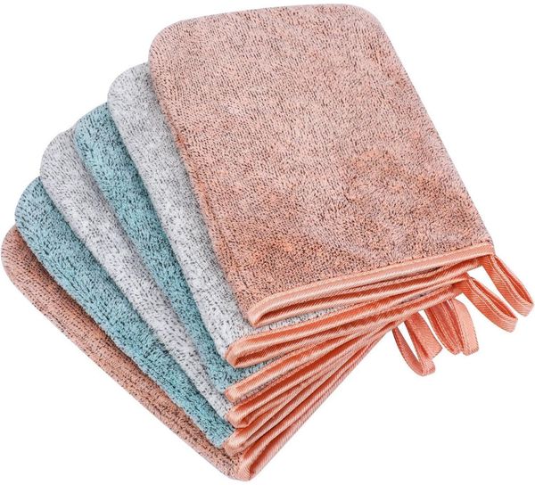 6er Set Mikrofaser Waschhandschuhe 15x21 cm Coral Fleece Make-up Entferner