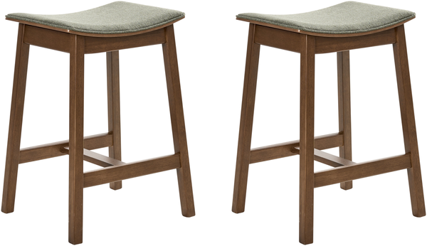 Set mit 2 Barhockern DIXON Holz Dunkelbraun Grün