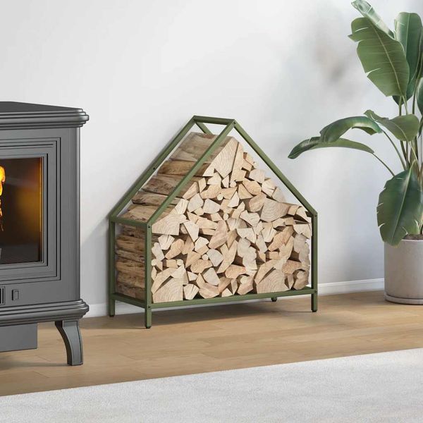 vidaXL Brennholzregal Olivgrün 60x25x60 cm Kaltgewalzter Stahl 864306