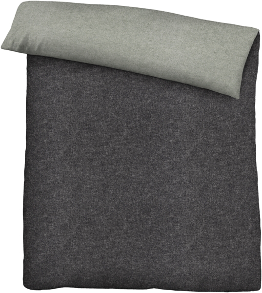 biberna Melange-Flanell Bettwäsche 0840500 MELANGE UNI, titanium, 1x 155x220 cm + 1x 80x80 cm