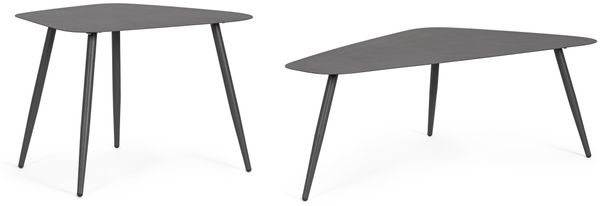 Gartencouchtisch Novony 2er-Set aus Metall, modern, anthrazit, eckig, pflegeleicht