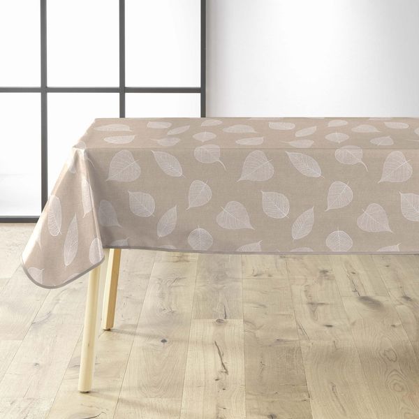Douceur d'Intérieur, Tischdecke, rechteckig, 140x240 cm, weiße Blätter, PVC, Textilia