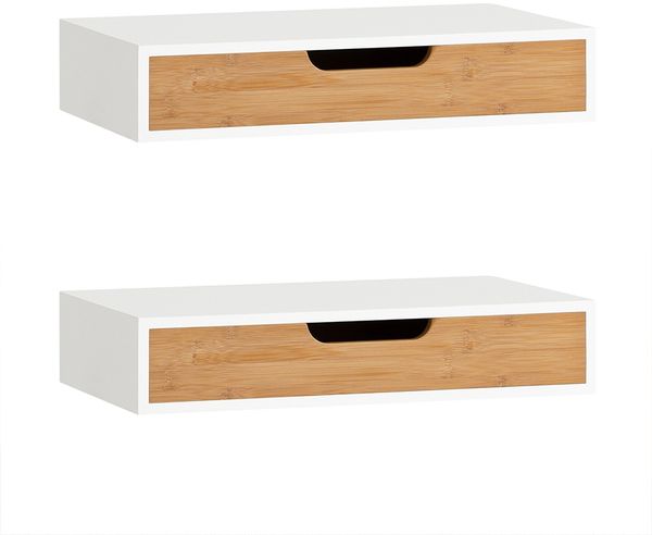 SoBuy FRG92-WNX2 Nachttisch, MDF, Melamin, Weiß, 40 x 8 x 24 cm