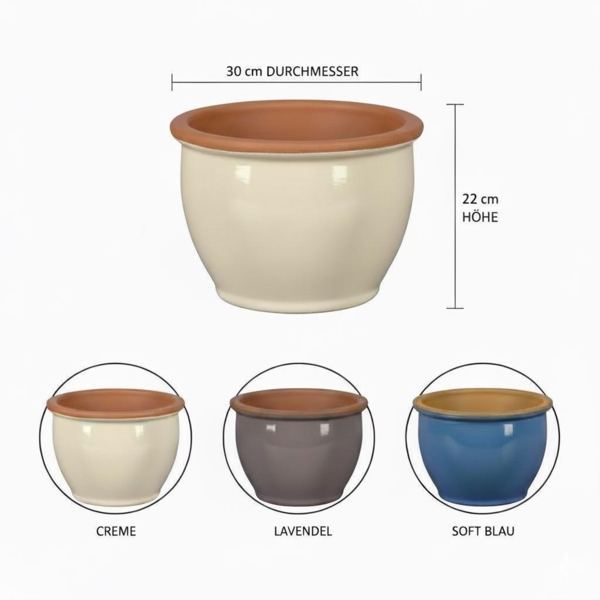 Blumentopf Pflanzgefäß aus Keramik Modell "Roma" 30cm Creme Bild 2
