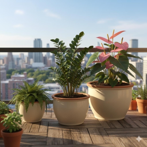 Blumentopf Pflanzgefäß aus Keramik Modell "Roma" 30cm Creme Bild 4