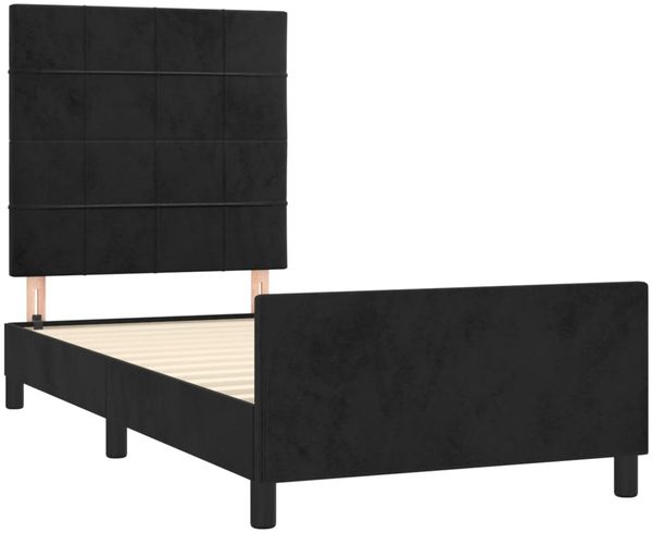 vidaXL Bettgestell mit Kopfteil Schwarz 90x190 cm Samt 3125729 Bild 4