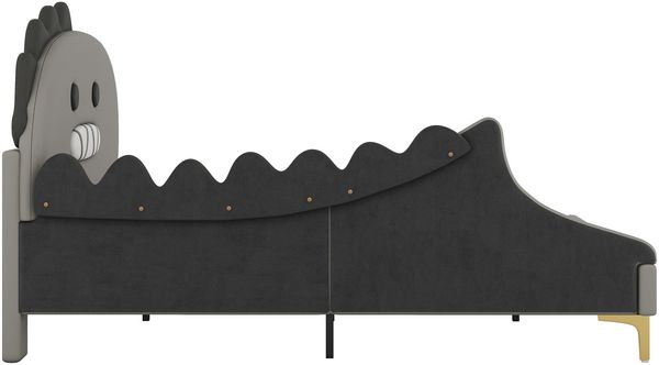 Merax 140*200cm Polsterbett, Flachbett, PU Material, Grau Bild 9