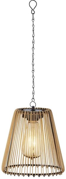 Lumineo LED Solarleuchte, Dauerlicht, warmweiß, Solar LED Pendellampe Outdoor 17,5cm Rattan-Optik Beige / Warmweiß