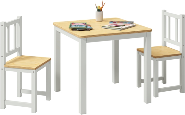 Bellabino 'Sora' Kindersitzgruppe, natur/grau, 1xTisch, 2x Stuhl