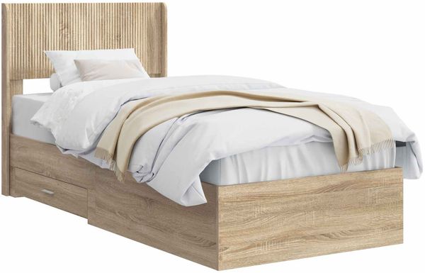 vidaXL Bettgestell mit Stauraum und Kopfteil Sonoma-Eiche 90 x 190 cm 3414517 Bild 2