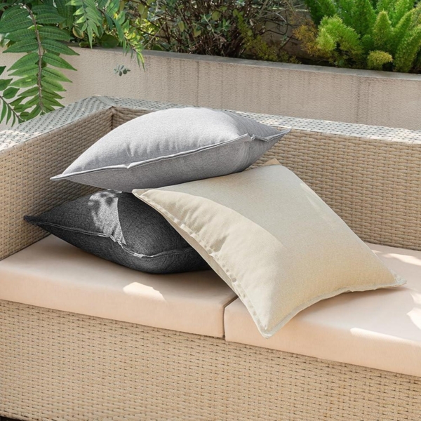 Wasserfestes Outdoor Kissenbezug 45x45cm 2er Set Grau Polyster Bild 4