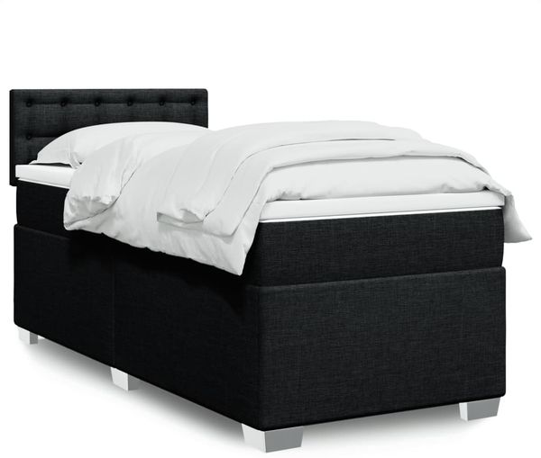 vidaXL Boxspringbett mit Matratze Schwarz 100x200 cm Stoff 3285815