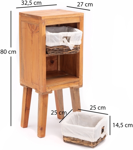 Kommode Willi Mahagoni Massivholz, 2 Körbe naturfarben Bild 2