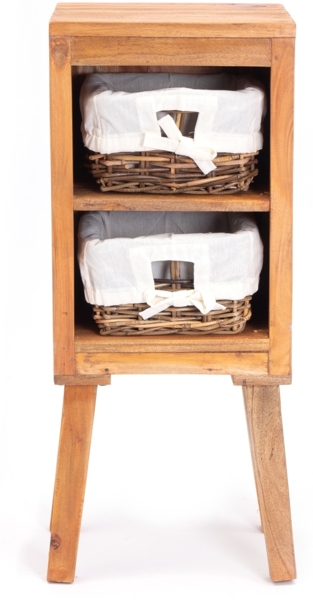 Kommode Willi Mahagoni Massivholz, 2 Körbe naturfarben Bild 1