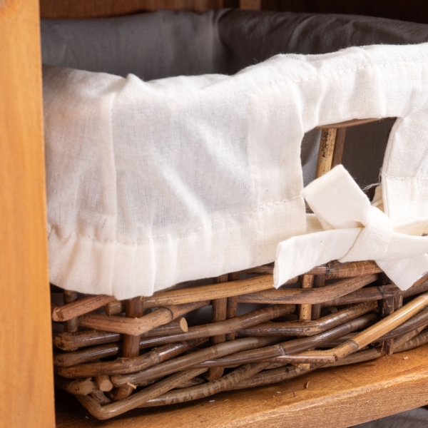 Kommode Willi Mahagoni Massivholz, 2 Körbe naturfarben Bild 6