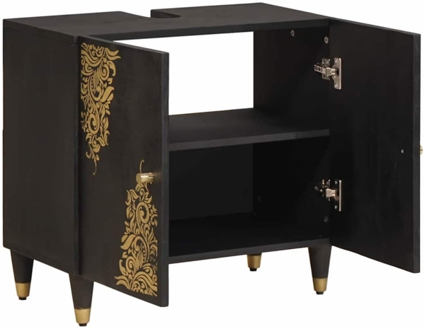 vidaXL Waschbeckenunterschrank mit Speicher Schwarz 62 x 33 x 58 cm 4018827