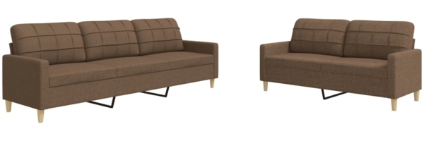 vidaXL 2-tlg. Sofagarnitur Braun Stoff 3278322