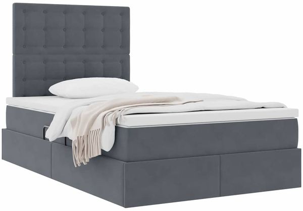 vidaXL Aufbewahrungsbett mit Matratze Dunkelgrau 120 x 200 cm Samt 3372142 Bild 3