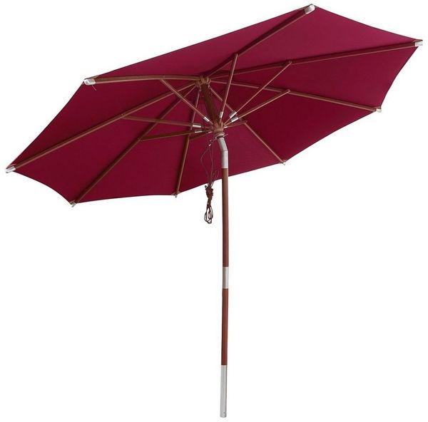 anndora-sonnenschirm Sonnenschirm 3m rund Knickbar Dreh-Kipp-Mechanismus, burgund, Seilzugmechanik