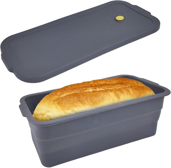 FELIXLEO Brotbackform Faltbare Silikon-Brotbackform mit Deckel für Toastbrot (32x14cm), (1-tlg)