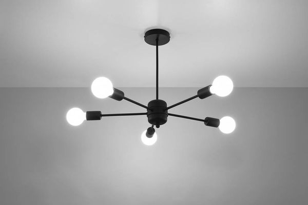 SOLLUX SL. 1022 Kronleuchter LANGO 5 schwarz L: 640, B: 640, H: 460, E27/60W, dimmbar