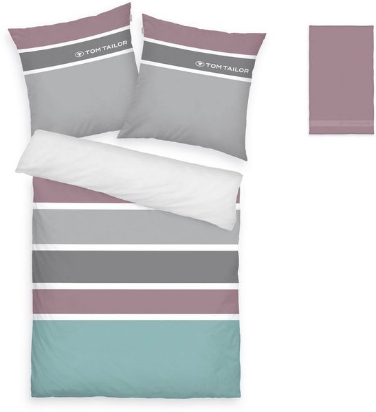 TOM TAILOR HOME Bettwäsche Felix in Gr. 135x200 oder 155x220 cm, Renforcé, 3 teilig, mit GRATIS-Zugabe: Gästehandtuch (100% Baumwolle), mit Reißverschluss