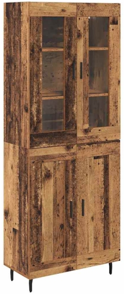 vidaXL Highboard 2 pcs Altholz Engineered Wood und Glas 3415789