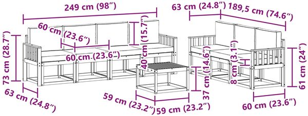 vidaXL Outdoor-Sofagarnitur 7 pcs 3387344 Bild 7