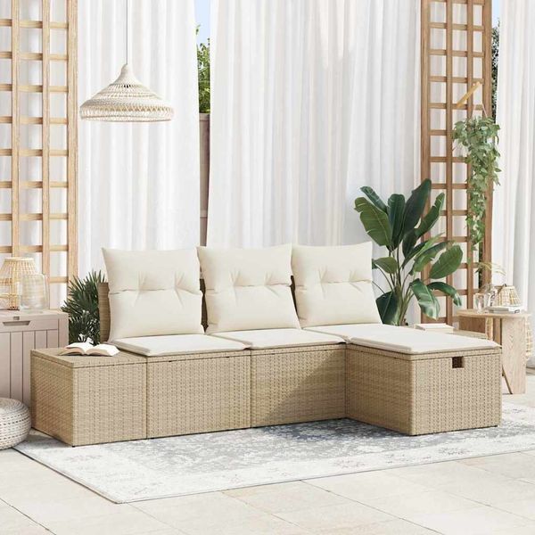 vidaXL Sofa Set mit Kissen 4 pcs Poly-Rattan 3360682