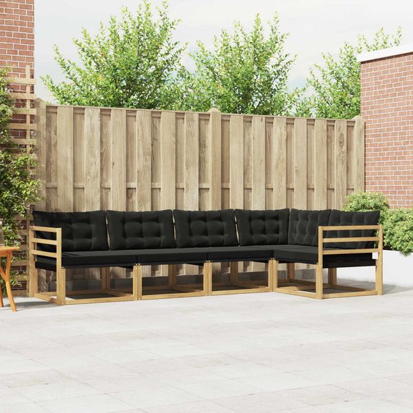 vidaXL Outdoor-Sofagarnitur mit Kissen 5 pcs Weiß und Schwarz 3388674