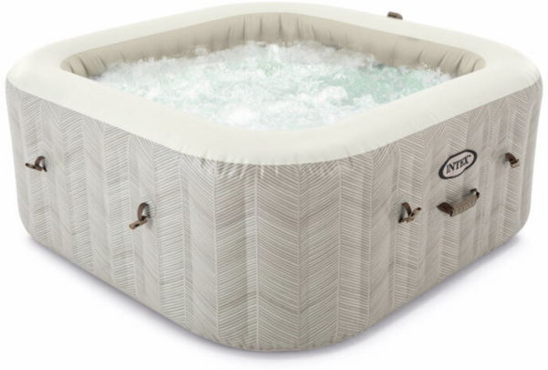 Intex aufblasbarer Whirlpool "PureSpa Chevron Deluxe Square", creme, Ø 211 x 71 cm