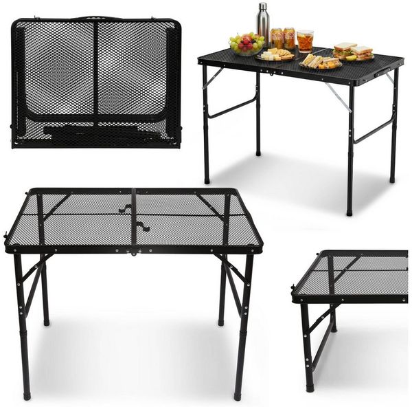 Sarcia. eu Campingtisch Klappbarer Campingtisch schwarz, höhenverstellbar 90 x 60 x 40/70 cm