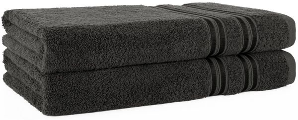 HAMMETEX Duschtuch 2er Set Badetücher 70x140 cm, 100% Baumwolle, Weich & Saugstark, Frottier (Set, 2-St), mit Bordüre, einfarbig, weich