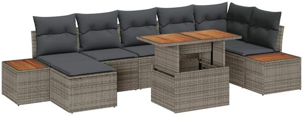 vidaXL Garten Essgruppe mit Kissen 8 pcs Grau und Braun 3350091