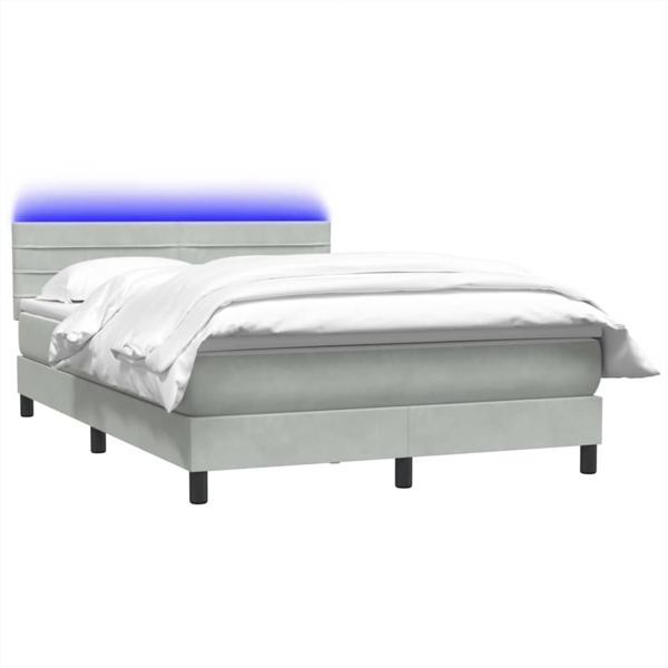 vidaXL Boxspringbett mit Matratze Hellgrau 140x210 cm Samt 3316977 Bild 2