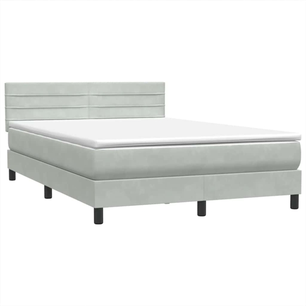 vidaXL Boxspringbett mit Matratze Hellgrau 140x210 cm Samt 3316977 Bild 4
