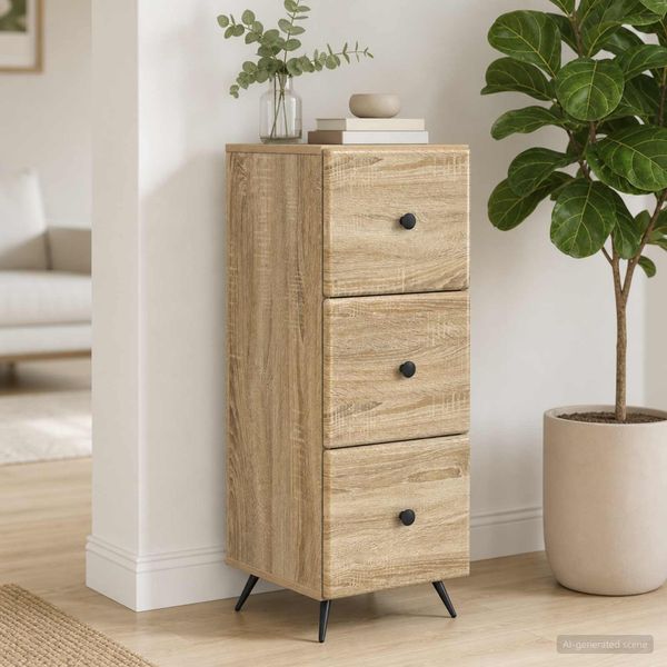 vidaXL Schubladenschrank Sonoma-Eiche 33 x 34,5 x 90 cm Holzwerkstoff 895537