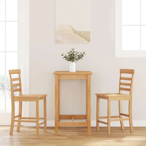 vidaXL Barhocker 2 Stk. Natur Massivholz Gummibaum 4102540